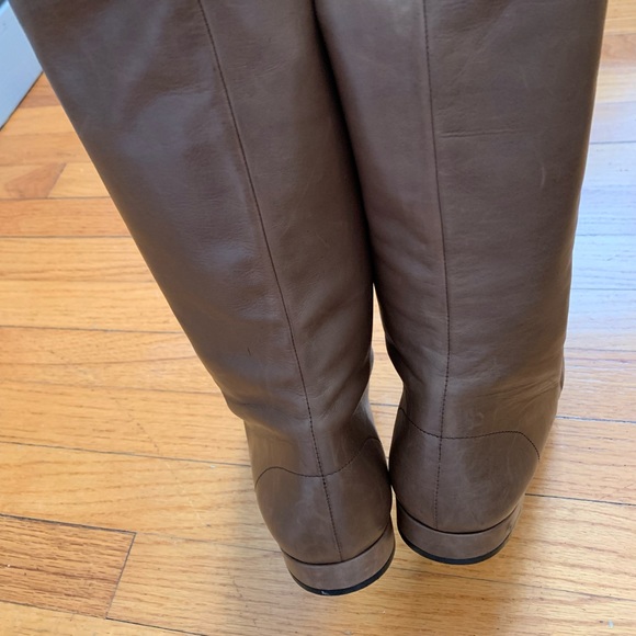 COPY - Authentic PRADA Taupe Leather Flat Mid-Calf Boots size 37.5 EUC - Picture 4 of 11